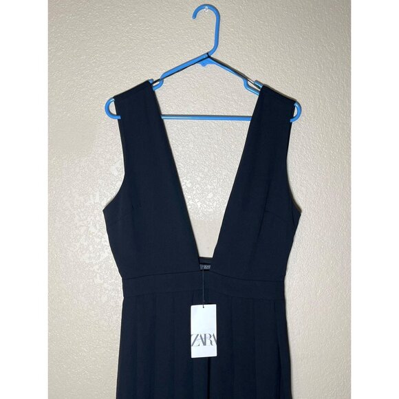 Zara Box Pleat Pinafore Dress Black - Picture 5 of 11